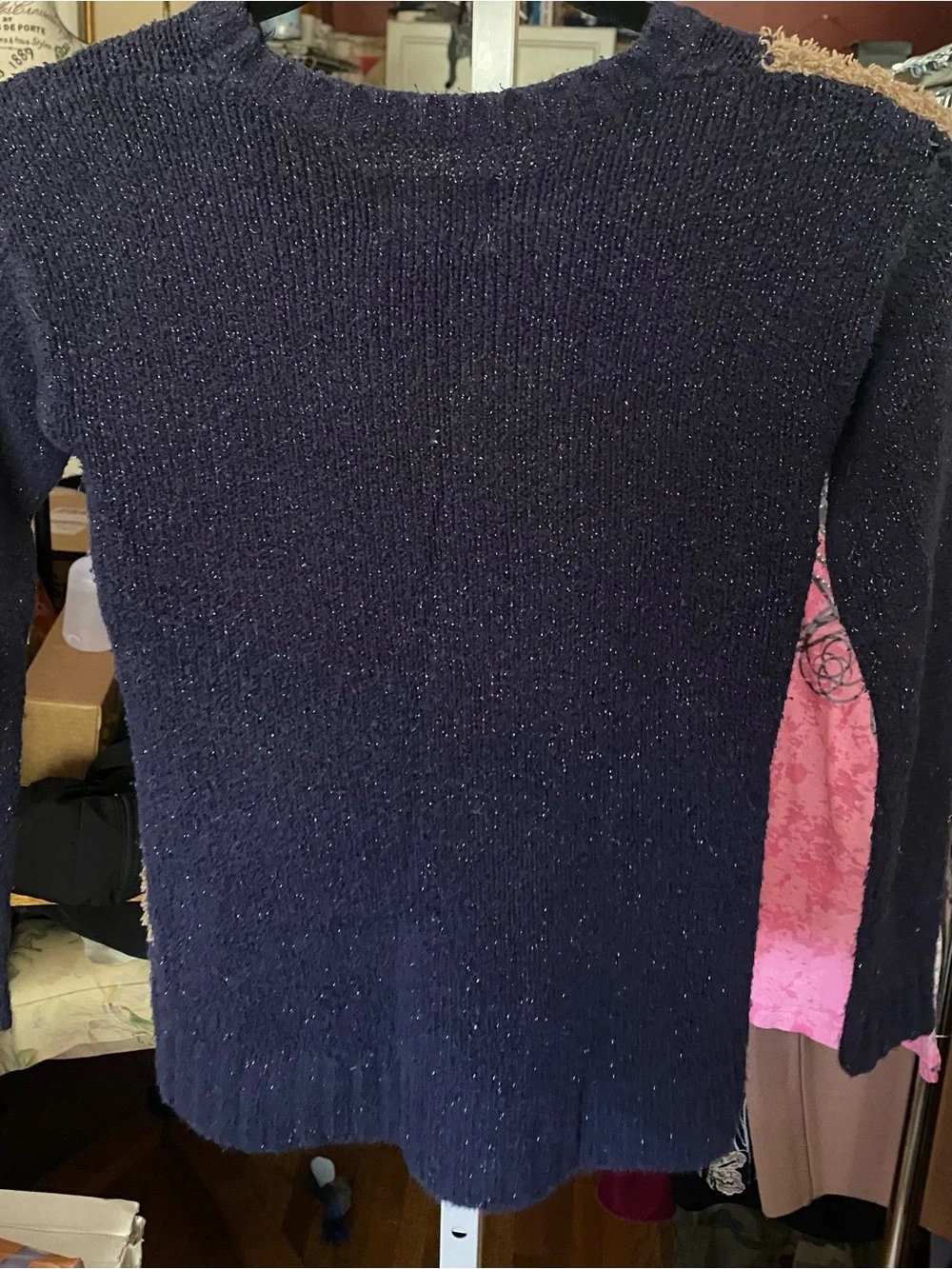 Justice Navy Fox Intarsia Sweater with Tan & White Details